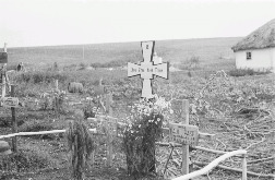 Кладбище немецких солдат в деревне юго-западнее хутора Калинина (в районе Прохоровки). Надпись на ближнем кресте: оберштурмфюрер СС Пауль Расп (Paul Rasp), погибший 8 июля 1943 года. Источник: http://waralbum.ru